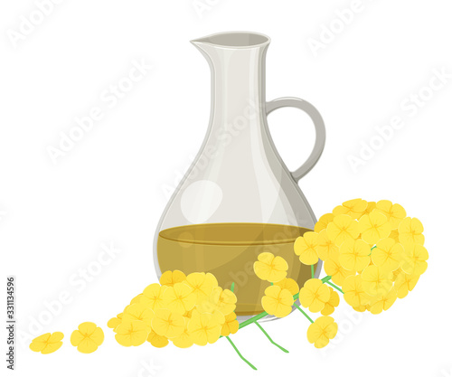 オイルボトルのイラスト_菜の花油