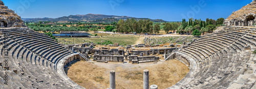 The interior of the Miletus Ancient Theatre in Turkey photo