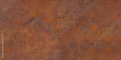 Panoramic of old rusty oxidized eroded metal. Old metal corrosion sheet. photo