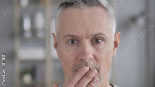 Fotografie Portrait of Pensive Middle Aged Gray Hair Man Got New Idea