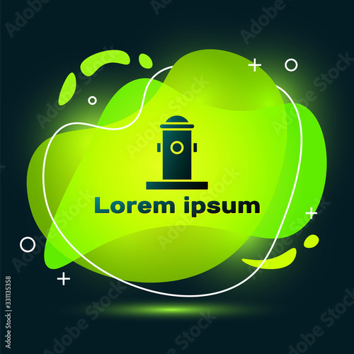 Black Fire hydrant icon isolated on black background. Abstract banner with liquid shapes. Vector Illustration