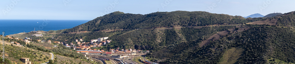 panoramic view of a mountain path at the Spanish border