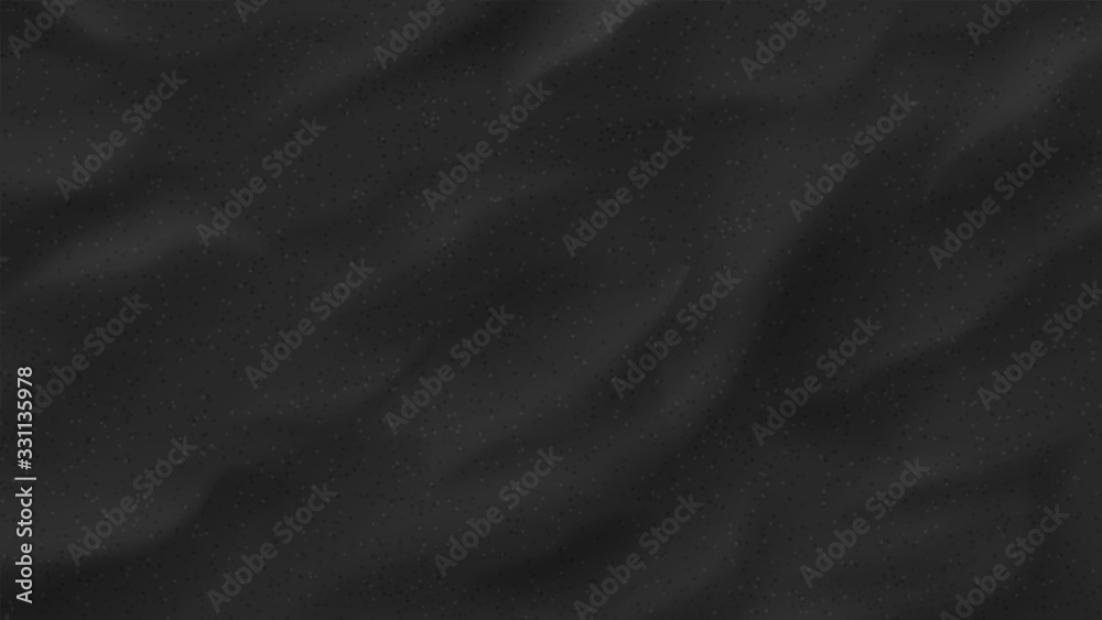 Fototapeta Realistic texture of black volcanic sand. Vector illustration with top view on realistic black volcanic ocean, river or sea sand.