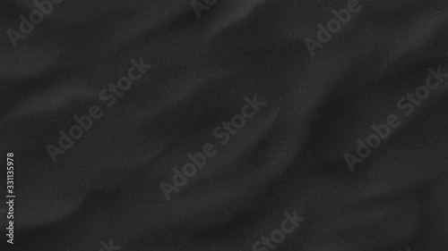 Realistic texture of black volcanic sand. Vector illustration with top view on realistic black volcanic ocean, river or sea sand.