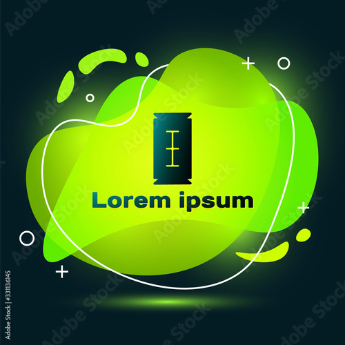 Black Blade razor icon isolated on black background. Abstract banner with liquid shapes. Vector Illustration