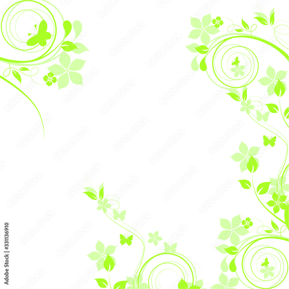 green floral background with flowers