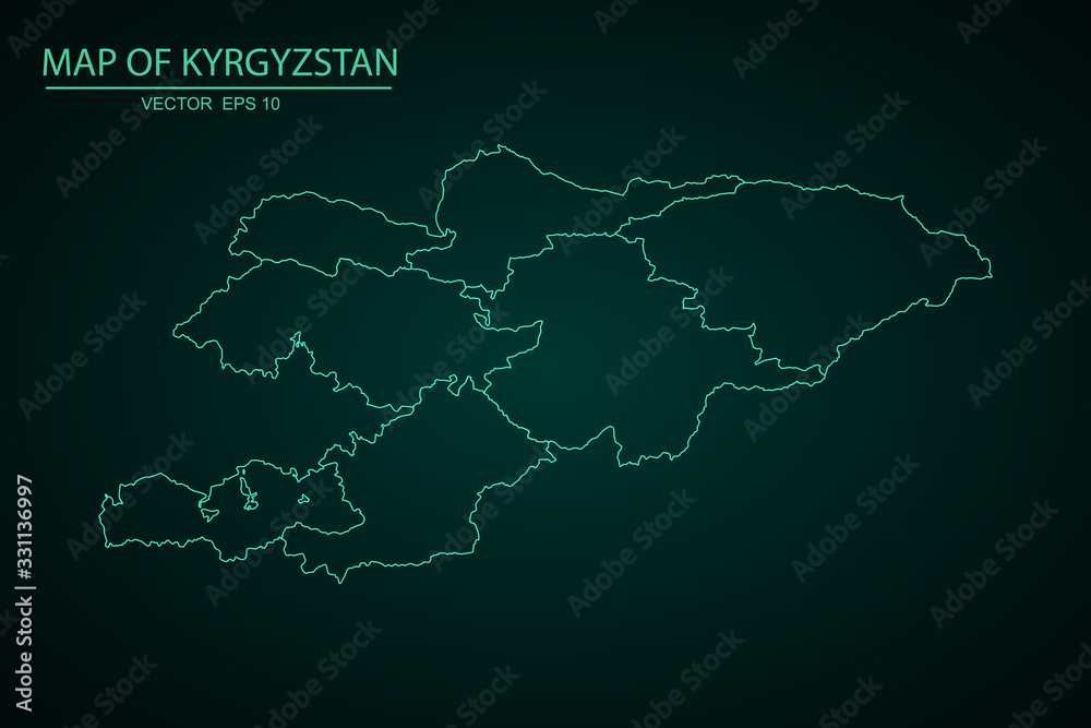 Kyrgyzstan map - blue geometric rumpled triangular low poly style gradient graphic background,High detailed blue map of Kyrgyzstan. Vector illustration eps 10. Kyrgyzstan map - blue geometric rumpled triangular low poly style gradient graphic background,High detailed blue map of Kyrgyzstan. Vector illustration eps 10.