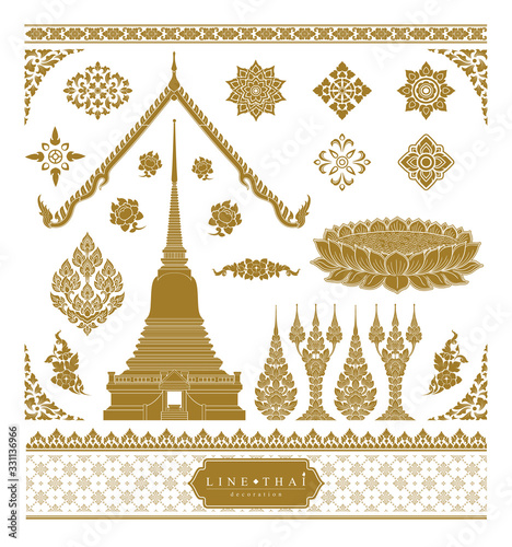 Thai art luxury temple, background pattern decoration for printing, flyers, poster, web, banner, brochure and card concept vector illustration