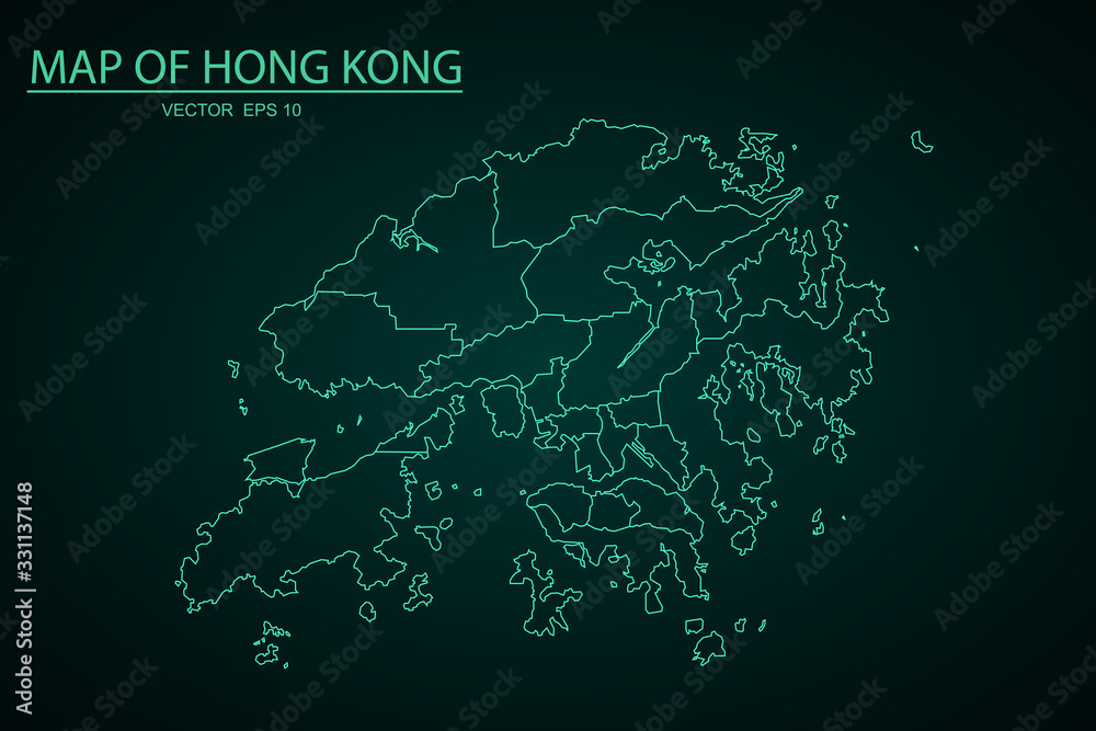 Detailed vector map of Hong Kong,Map of Hong Kong - Blue Geometric Rumpled Triangular , Polygonal Design For Your . Vector illustration eps 10. - Vector Detailed vector map of Hong Kong,Map of Hong Kong - Blue Geometric Rumpled Triangular , Polygonal Design For Your . Vector illustration eps 10. - Vector