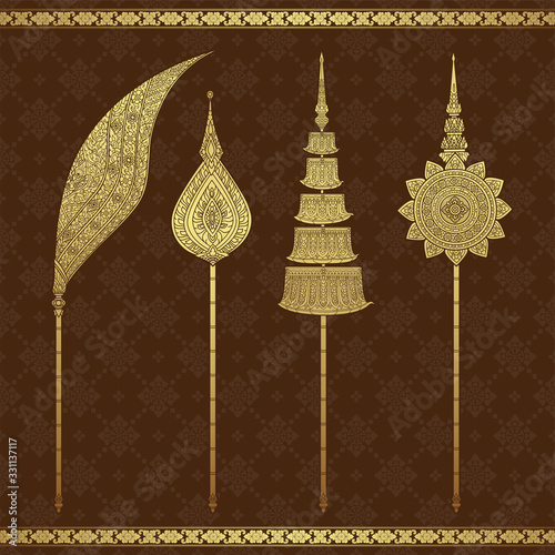 Thai art luxury temple, background pattern decoration for printing, flyers, poster, web, banner, brochure and card concept vector illustration