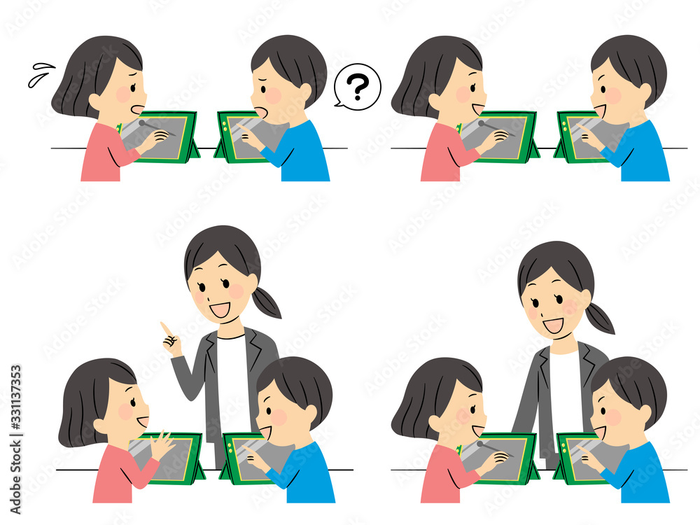 illustration of studying elementary students illustration of studying elementary students