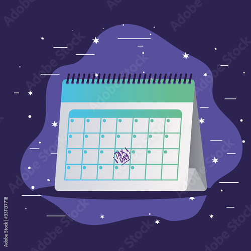 tax day calendar and stars vector design