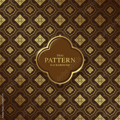 Thai art luxury temple, background pattern decoration for printing, flyers, poster, web, banner, brochure and card concept vector illustration