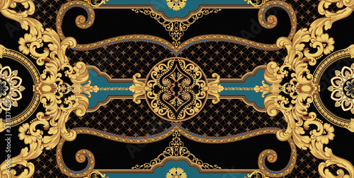 Exquisite baroque design, rococo design, suitable for textile clothing and wallpaper design