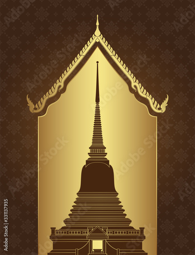Thai art luxury temple, background pattern decoration for printing, flyers, poster, web, banner, brochure and card concept vector illustration