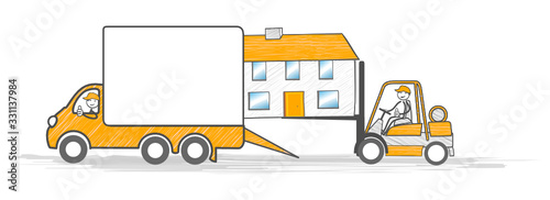déménagement maison chargement chariot élévateur