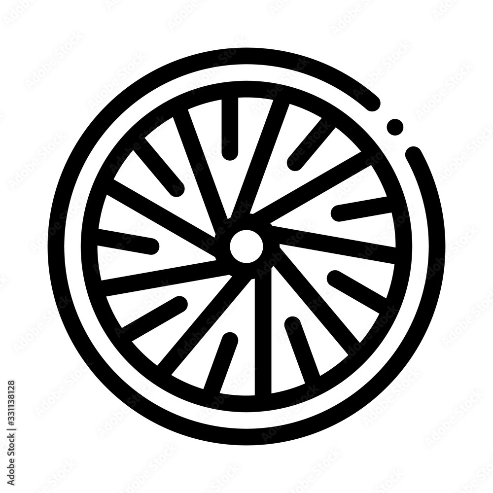 Bicycle Wheel Icon Vector. Outline Bicycle Wheel Sign. Isolated Contour Symbol Illustration Bicycle Wheel Icon Vector. Outline Bicycle Wheel Sign. Isolated Contour Symbol Illustration