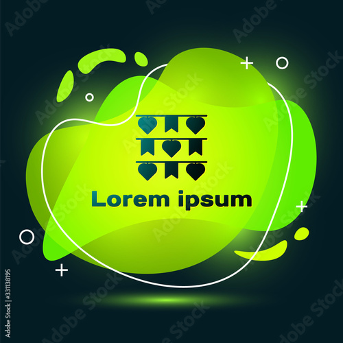 Black Carnival garland with flags icon isolated on black background. Party pennants for birthday celebration, festival decoration. Abstract banner with liquid shapes. Vector Illustration
