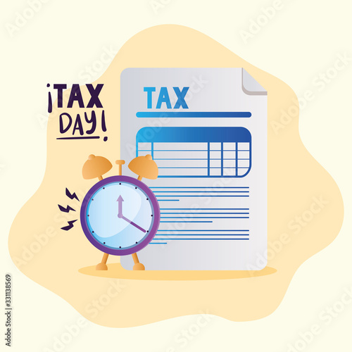 tax day document and clock vector design