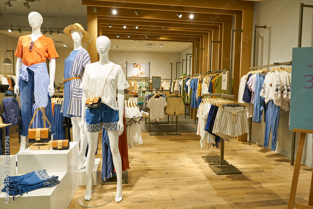 SINGAPORE - CIRCA APRIL, 2019: interior shot of Esprit store in Jewel  Changi Airport. Stock Photo | Adobe Stock