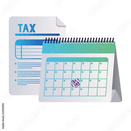 tax day calendar and document vector design