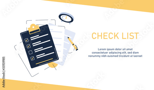 Clipboard with checklist in a flat style,flat design icon vector illustration