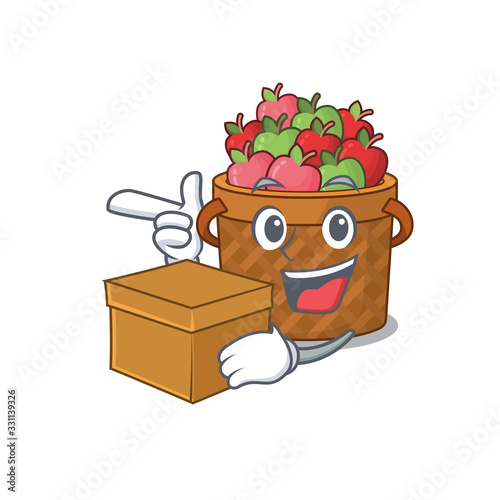 apple basket cartoon design style having a box