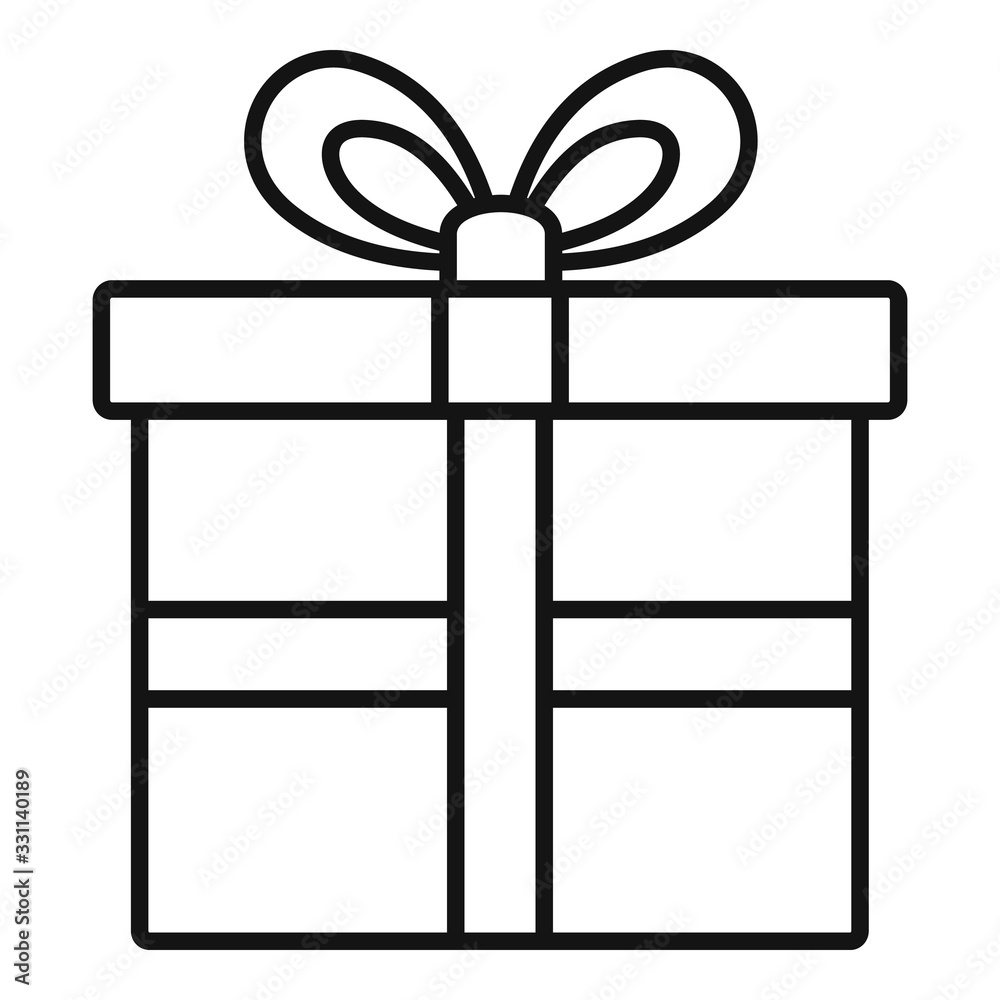 Customer gift box icon. Outline customer gift box vector icon for web design isolated on white background Customer gift box icon. Outline customer gift box vector icon for web design isolated on white background