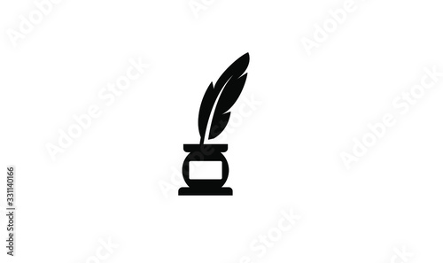 inkwell feather black logo icon design vector
