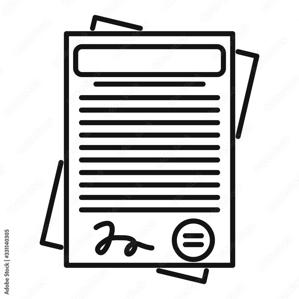 Customer contract icon. Outline customer contract vector icon for web design isolated on white background Customer contract icon. Outline customer contract vector icon for web design isolated on white background