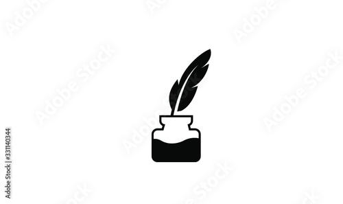 inkwell feather black logo icon design vector