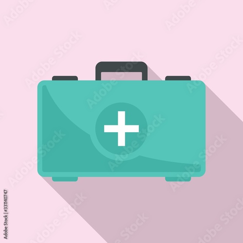 First aid kit icon. Flat illustration of first aid kit vector icon for web design