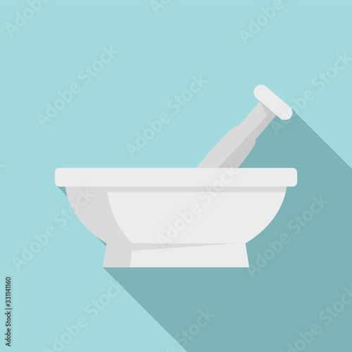 Pharmacist bowl icon. Flat illustration of pharmacist bowl vector icon for web design