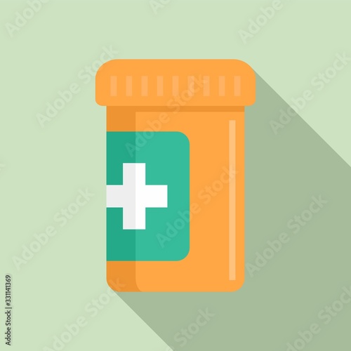 Medical pill jar icon. Flat illustration of medical pill jar vector icon for web design