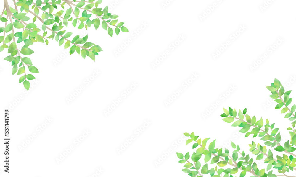 手描き 水彩 新緑の背景イラスト03 手描き 水彩 新緑の背景イラスト03