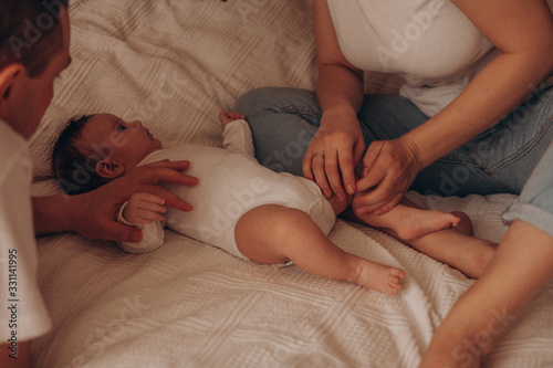 happy family mother, father and son