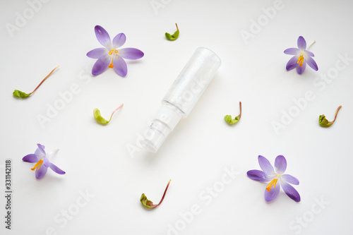 Natural organic skincare and healthy lifestyle concept. Top view of cosmetic products.