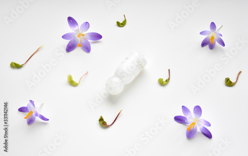 Natural organic skincare and healthy lifestyle concept. Top view of cosmetic products.