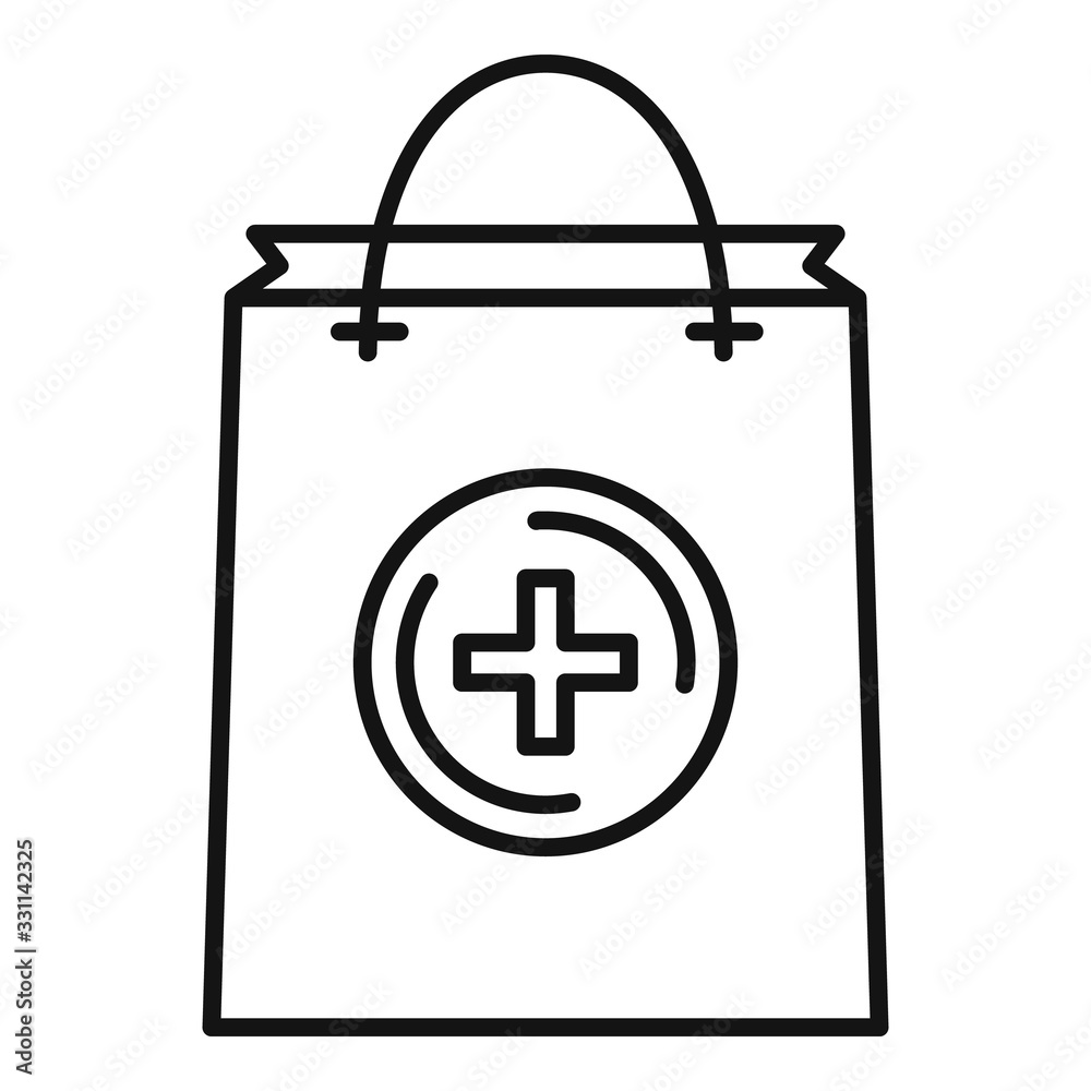 Obraz premium Pharmacist pill bag icon. Outline pharmacist pill bag vector icon for web design isolated on white background