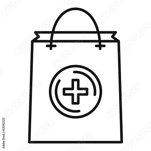 Pharmacist pill bag icon. Outline pharmacist pill bag vector icon for web design isolated on white background