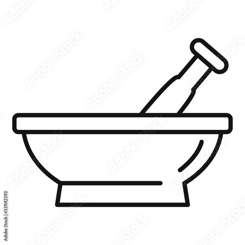 Pharmacist bowl icon. Outline pharmacist bowl vector icon for web design isolated on white background