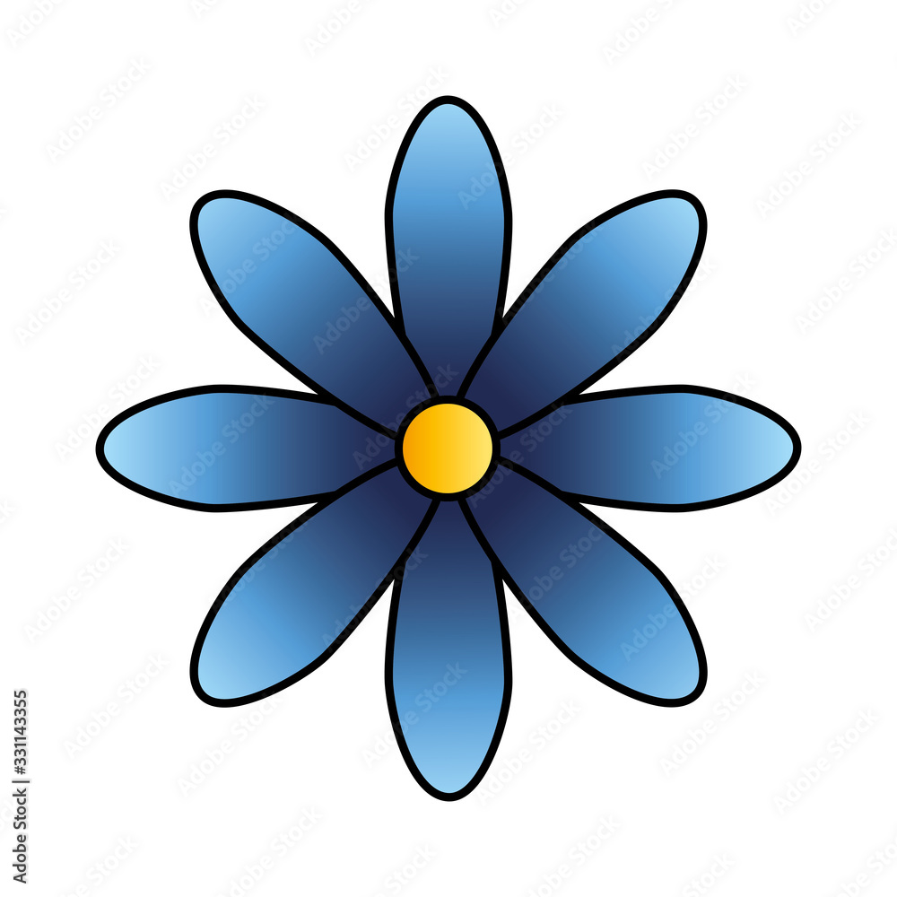 cute flower blue color isolated icon vector illustration design