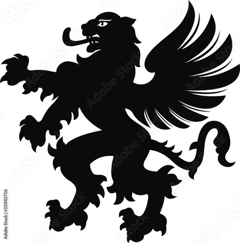 Winged lion White / black silhouette