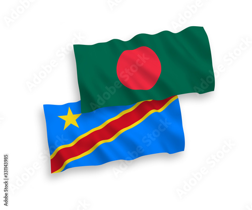 Flags of Democratic Republic of the Congo and Bangladesh on a white background