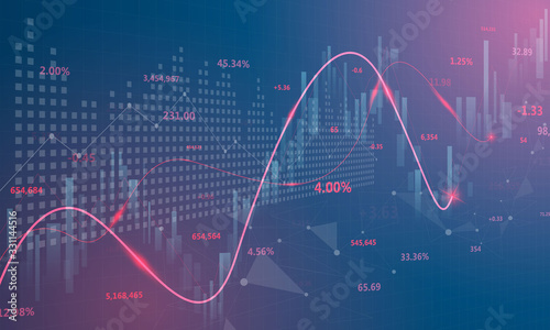 stock market, economic graph with diagrams, business and financial concepts and reports, abstract blue technology communication concept vector background photo