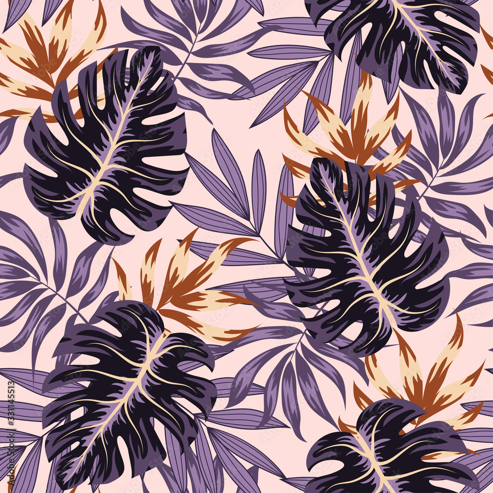 Colorful tropical pattern. Creative abstract seamless pattern with tropical plants. Vector background for various surface. Exotic wallpaper, Hawaiian style. Floral pattern. Jungle leaves. Colorful tropical pattern. Creative abstract seamless pattern with tropical plants. Vector background for various surface. Exotic wallpaper, Hawaiian style. Floral pattern. Jungle leaves.