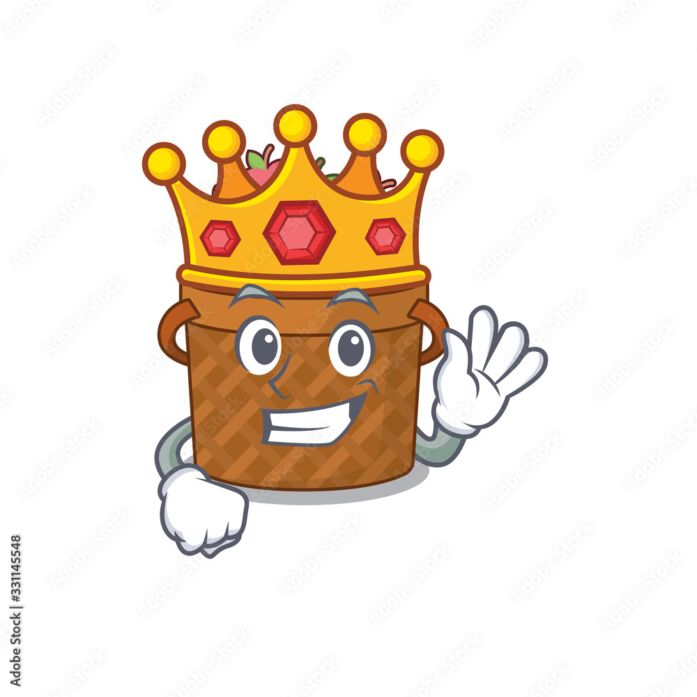 The Royal King of apple basket cartoon character design with crown The Royal King of apple basket cartoon character design with crown