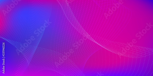 Abstract Blue, Violet Waves on the Dark. Screen Wallpaper Design. Vector Abstract Graphic Design. Low Poly Style On Dark Background.