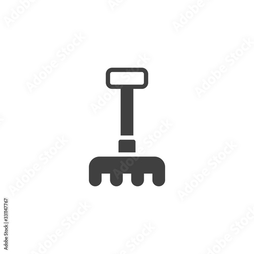 Gardening rake vector icon. filled flat sign for mobile concept and web design. Soil cultivating rake glyph icon. Symbol, logo illustration. Vector graphics