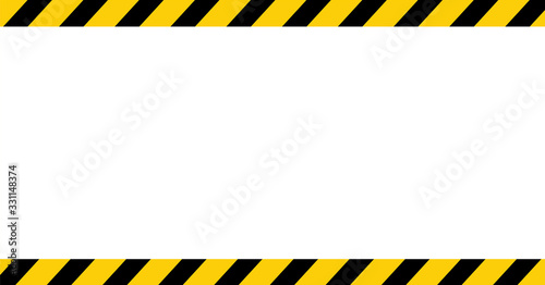 Black and yellow line striped. Caution tape. Blank warning background. Vector illustration